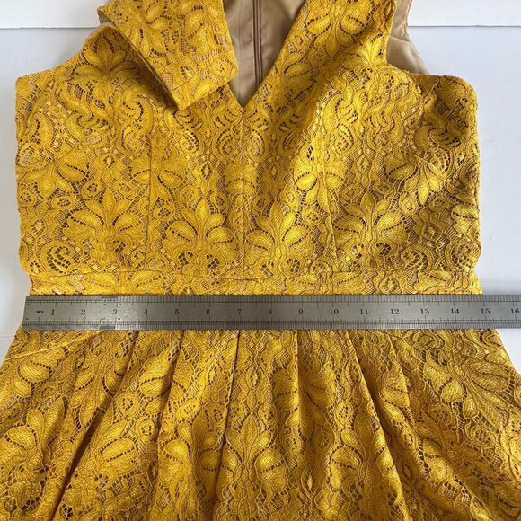 Vince Camuto Lace Fit & Flare Mini Dress Womens‎ Size 8 Mustard Yellow Party Fun - Picture 8 of 13